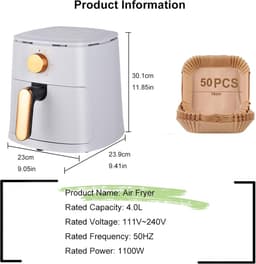 Compacte heteluchtfriteuse - Olievrije pan - Gezond koken - Energiebesparend ontwerp - 4 Liter capaciteit - Zwart — thumbnail 4