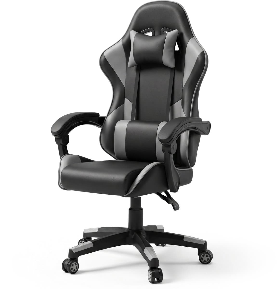 Gaming Stoel – Comfortabele Gamer Chair – Zwart/Grijs – Verstelbaar — afbeelding 1