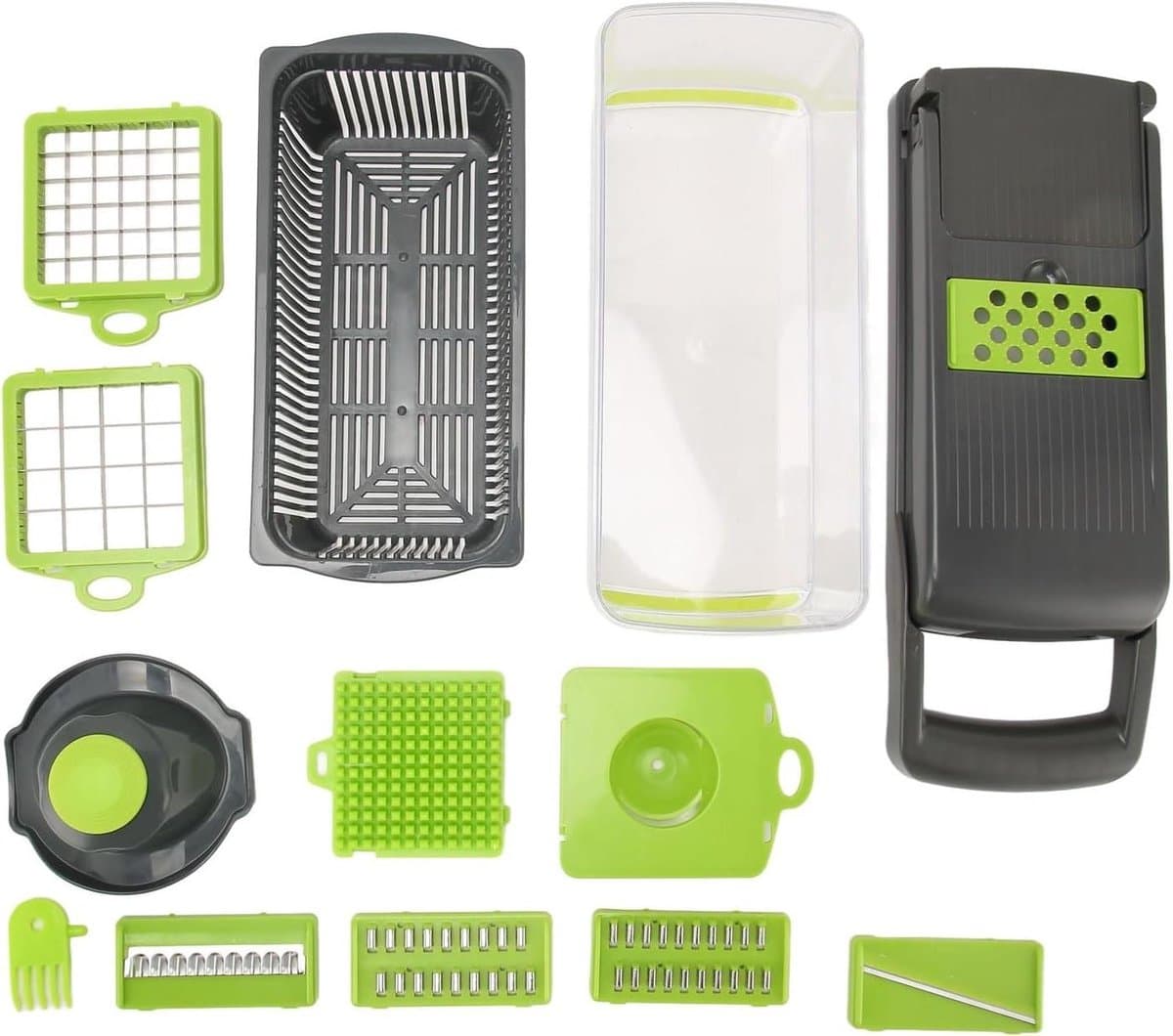 Groentenhakker - Keukenmachine Multihakker - Snel Groenten Snijden - Inclusief Wasbak - 33x12x12 cm - Groen — afbeelding 1