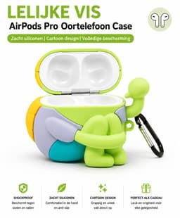 Lelijke Vis Case voor AirPods Pro / Pro 2 – Grappige Cartoon Oortelefoon Beschermhoes van Zacht Siliconen met Karabijnhaak, Shockproof, Lichtgewicht en Cadeauwaardig — thumbnail 3