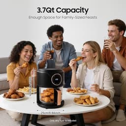 Heteluchtfriteuse - Airfryer - Gezond Koken - Zichtbare Glazen Mand - 42 Liter - Zwart — thumbnail 5