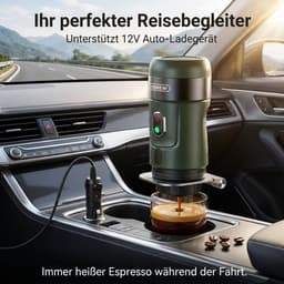 Draagbaar Koffieapparaat voor Onderweg | Inclusief Tas | Digitale Display | 60ml | 12 Volt | Espresso | Nespresso | Dolce Gusto | Capsule Koffie | Gemalen Koffie | Cups | Oplaadbaar | Draagbare Koffiemachine – Donkergroen — thumbnail 4