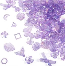 Mix van paarse acryl kralen in bloem-, strik-, vlinder-, zeemeerminstaart- en bladvorm voor het maken van armbanden en sieraden, 100 gram — thumbnail 1