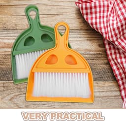 Handbezem en Stoffer Set - Mini Stoffer Blik - Bureau Schoonmaken - Compact Opbergen - 20 x 16 cm — thumbnail 5
