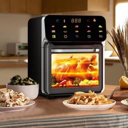 Tafeloven met Airfryer - Heteluchtoven Frituur - Gezond Koken - Veelzijdige Rooster en Dehydrator - 15 liter - Zwart — thumbnail 2