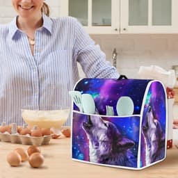 Mixerhoes Standaard - Keukenmachine Cover - Keuken Decoratie - Met Opbergvak - S-formaat - Wolf Galaxy Vlinder — thumbnail 3