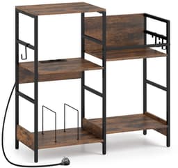 Platenspeler Meubel - LP-kast - Platenspelerkast - Draaitafelstandaard - Platenspelerstandaard - Vintage Displayplank - Bruin — thumbnail 2