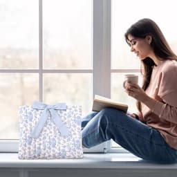 Gevoerde Bijbelhoes met strik, 32x27cm Polyester Blauw Bloemenpatroon Bijbelboekhoes Draagtas Beschermhoes voor Vrouwen en Meisjes Christelijke Cadeaus — thumbnail 4