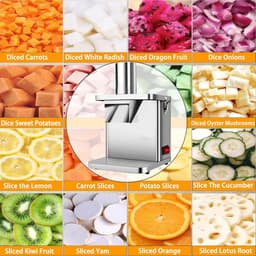 Elektrische Groentesnijder - Fruitsnijder Raspmachine - Commercieel Gebruik - Hoge Capaciteit 150kg/u - 6 Snijmessen - Zilver — thumbnail 5
