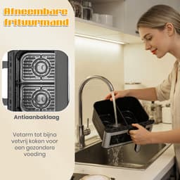 Sinaopus XXL Airfryer 8L 903A – Met Dubbele Mand – 10 Kookprogramma’s – Onafhankelijke Snelle Opwarming – Geschikt voor Gezinnen – Kijkvenster – Eenvoudig te Reinigen – Capaciteit voor 4 tot 5 Personen — thumbnail 3