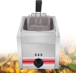 Gasfriteuse - Frituurpan Tafelmodel - Professioneel Frituren - Handige Temperatuurregeling - 10L Capaciteit - Zilver — thumbnail 1