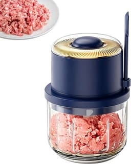 Elektrische Mini Chopper - Keukenmachine Knoflookmolen - Snel Ingrediënten Hakken - Oplaadbaar Draadloos Gemak - 350 ml Capaciteit - Blauw — thumbnail 1