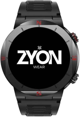 Zyon Wear Hydra - Smartwatch - 1.39 Inch HD Display - Uniek Design - Zwarte Metalen & Siliconen Bandje — thumbnail 1
