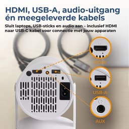 Mini Beamer + 32GB Micro SD Kaart - Full HD - Alles-in-één Smart TV Projector - 175 ANSI Lumen - Projector - Thuisbioscoop - Home Cinema -HDMI - USB-C - — thumbnail 2
