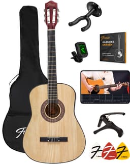 Finesse Akoestische Gitaar - met Videocursus - Nylon Snaren - Klassieke Gitaar - Spaanse Gitaar - Kind - Volwassenen - Naturel — thumbnail 1