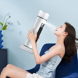 AC koelventilator - POrtable oscillerende bladloze ventilator met afstandsbediening | Staande ventilatoren voor thuis | 14,57 x 5,12 x 5,12 inch | LED-display, 12H timer, krachtige koelvloer, staande — thumbnail 4