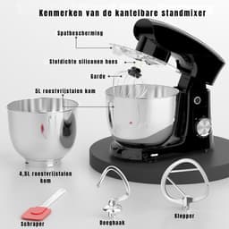 QUOVO® Mixer met mengkom - Mixer - Mixer met mengkom keukenmachine - Zwart - ‎14cm x 30cm x 36 cm ; 3.18 kg — thumbnail 5