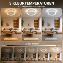 MUPOO Moderne plafondventilator met lamp 49 cm - stille LED plafondventilator met verlichting -app & afstandsbediening - dimbaar - 6 snelheden - 360° luchtcirculatie - slaapkamer woonkamer - — thumbnail 3