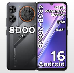 Robuuste smartphone - DOOGEE M30 - Telefoon 2026 - 6,88" 120Hz - 48GB RAM - 256GB ROM - 8000 mAh - Android 16 - IP68 waterdicht - 135dB spreker - GPS,NFC,OTG,FM - Zwart — thumbnail 1
