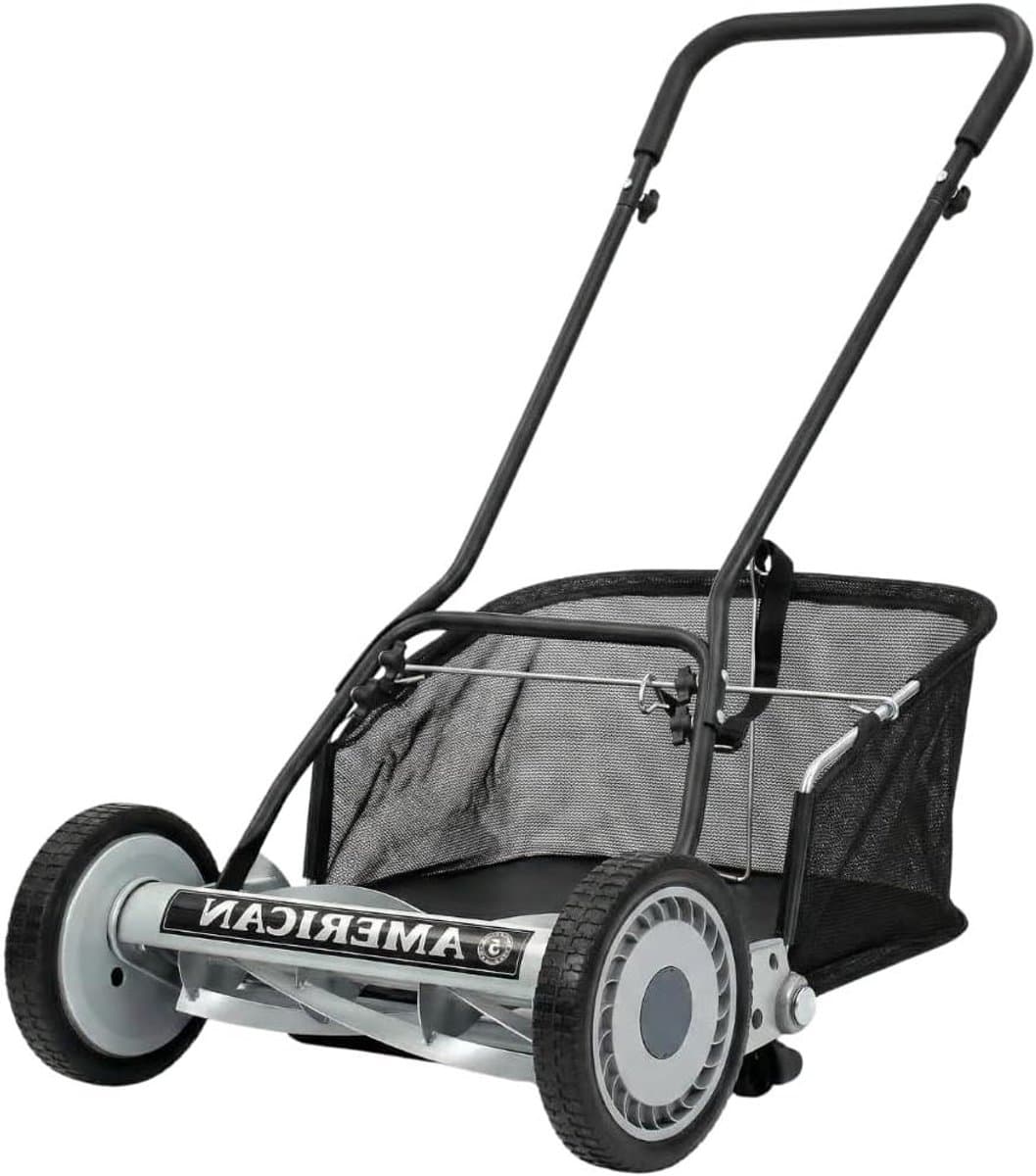 Handmaaier met bak - Gazonmaaier duw - Gazononderhoud tuin - 5-blads spiraal - 45 cm maaibreedte - Grijs — afbeelding 1