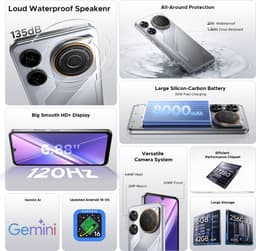 Robuuste smartphone - DOOGEE M30 - Telefoon 2026 - 6,88" 120Hz - 48GB RAM - 256GB ROM - 8000 mAh - Android 16 - IP68 waterdicht - 135dB spreker - GPS,NFC,OTG,FM - Zilver — thumbnail 2