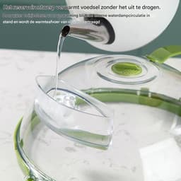 Magnetron Deksel - Voedsel Kap - Schoon Koken - Ingebouwd Hydratatiesysteem - 26 cm Diameter - Groen — thumbnail 4