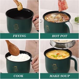 Mini Electric Hot Pot: Portable Electric Mini Hot Pot, Multi-Function Casserole, Electric Cooker with Stainless Steel Steamer Pan, 1.8L Quick Window Cooker, 600W, 220V, Green — thumbnail 2