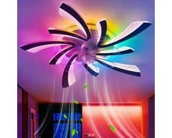 LuxiLamps - 5 Vleugel Ventilator Lamp - Dimbaar Met Afstandsbediening - Zwart - RGB 12 Kleuren - Plafondventilator Met LED - Smart Life App - Woonkamerlamp - Moderne lamp - Plafonniere — afbeelding 1