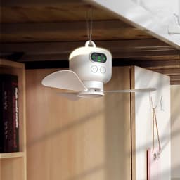 Ventilator Plafond - Hangende Ventilator - Kamperen Buiten - Met Nachtlampje - 27cm Diameter - Wit — thumbnail 5