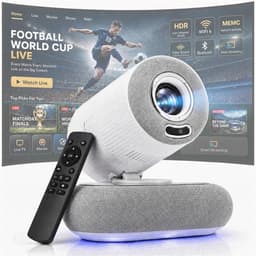 Full HD Smart Beamer - Voor iOS en Android - 1080P Mini Beamer tot 508 cm Projectieformaat - Mini Projector Bluetooth 5.4 & WiFi - Portable Mini Beamer Smartphone - Draagbaar - Thuisbioscoop - Vaderdag Cadeau voor Papa - Wit - Silvergear — thumbnail 1