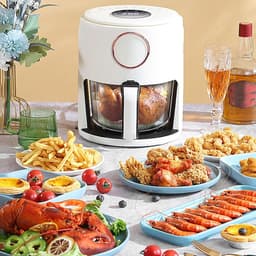 Airfryer met Glas - Friteuse Oven - Gezond Bakken - Transparante Kuip - 5L - Zwart — thumbnail 3