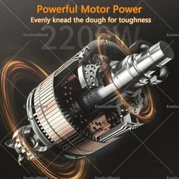 Deegmenger Keukenmachine - Spiraalkneedmachine Mixer - Deeg Kneden Mengen - Dubbele Rotatie Motor - 3 kg Capaciteit - Zilver — thumbnail 2