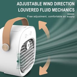 Mobiele Airco Alternatief - Mini Aircooler met Water - Draagbare Koelventilator met 4000 mAh Batterij - Tafelventilator en Luchtkoeler voor Bureau, Slaapkamer, Auto en Kamperen - 3 Windsnelheden - Type-C - 128ML -blauw — thumbnail 5