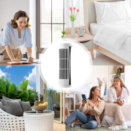 Torenventilator - Bladeless ventilator - Persoonlijke verkoeling - Stille werking - 27 cm hoog - Wit — thumbnail 3