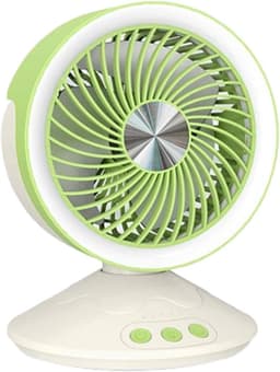 Tafelventilator - Draagbare ventilator - Luchtcirculatie thuis - 4 snelheden met nachtlicht - 160x215mm - Grasgroen — thumbnail 1