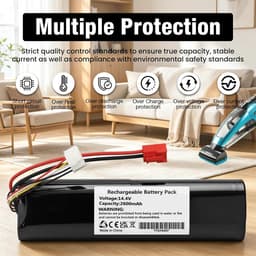 Stofzuiger Accu - Vervangende Batterij - Huishoudelijk Werk - Snelle Installatie - 14.4V 2600mAh - Zwart — thumbnail 3