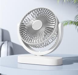 KZQ Usb Tafelventilator Stil Kantelbaar Met 3 Snelheden - Bureauventilator Voor Koeling Thuis En Kantoor - Wit — thumbnail 4
