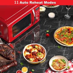 Swiss Haus® MW19 Magnetron Vrijstaand - 20L – 700W Digitale Solo Microgolfoven – Retro Microwave Vintage Design – Auto Cook & Ontdooifunctie – 11 Verwarmingsstanden - Rood — thumbnail 3