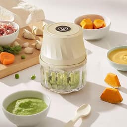 Keukenmachine Hakker - Mini Keukenapparaat - Groente Snijden - Draadloos Oplaadbaar - 350ml Capaciteit - Crèmekleurig — thumbnail 2