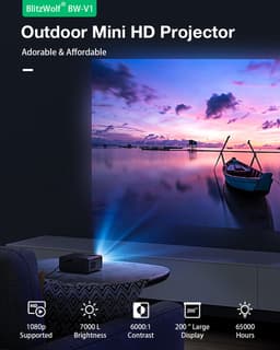 BlitzWolf BW-V1 Mini Beamer 180 ANSI Lumen – 1080P HD Ondersteuning – Projectie tot 180 Inch – Compacte Draagbare Beamer voor Binnen en Buiten – EU Plug — thumbnail 3