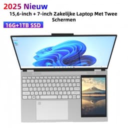 15.6" + 7" Dual-Screen Zakelijke Laptop, 16GB RAM & 1TB SSD, 180° Klapbaar, RGB Regenboog Toetsenbord met Ronde Toetsen, Vingerafdruk, Afneembare 2MP Webcam, IPS Touchscreen — thumbnail 1