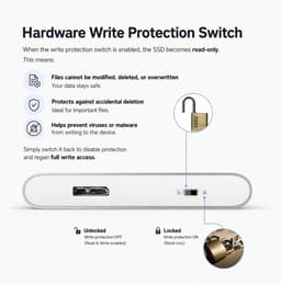 Externe Harde Schijf - Draagbare Opslag - Data Beschermen - Schrijfbeveiliging Switch - 2 TB - Zilver — thumbnail 2