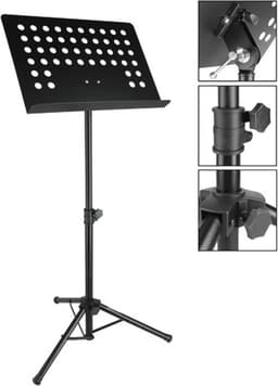 Muziekstandaard Heavy Duty, stevige Orkestlessenaar met geperforeerde metalen blad — thumbnail 5
