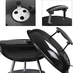 Compacte Draagbare Houtskool BBQ - Houtskoolbarbecue BBQ-Grill Kogel Barbecue - Balkon/Camping/Festival/Picknick Kolen BBQ - Zwart — thumbnail 3