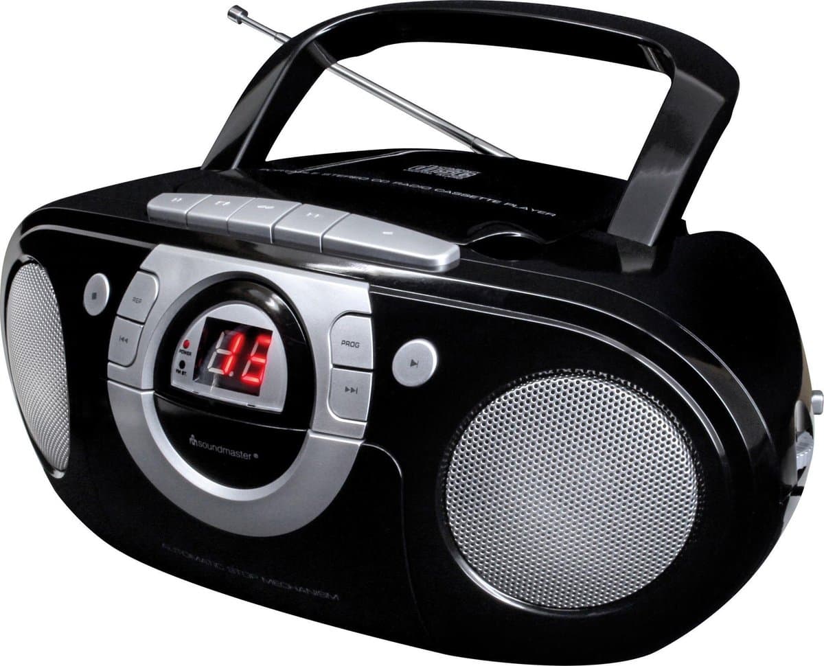Soundmaster SCD5100SW - Boombox met FM-radio, CD- en cassettespeler, zwart — afbeelding 1
