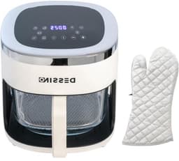 Digitale airfryer - Hete luchtoven - Frituren met hete lucht - Glazen mand 360 graden - 4.2 liter - Wit — thumbnail 1