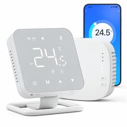 Slimme Thermostaat WiFi Draadloos - Programmeerbare Kamerthermostaat met Ontvanger - App- en Spraakbediening - Voor CV-Ketel en Vloerverwarming - Wit — thumbnail 1