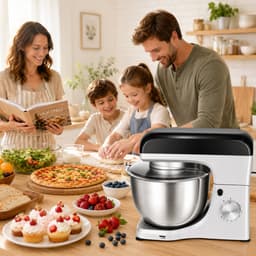KITYTETY Keukenmachine 1000W - 8 Snelheden - Pulsfunctie - Multifunctionele mixer van met kom van 5 L - Menghaak Garde Deeghaak - Zilver — thumbnail 5