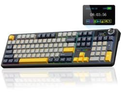 EPOMAKER x AULA F108 Pro - Zwart - Mechanisch Gaming Toetsenbord – LCD Display – RGB – Tri-Mode Draadloos – Hot-Swappable – Full Size - Reaper Switch — afbeelding 1