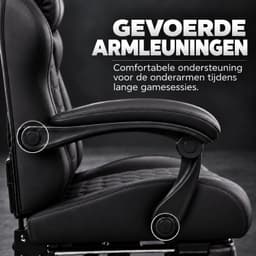 Valconx - Gamestoel Met Voetsteun- Gaming Stoel - Ergonomische Bureaustoel - Gamestoel - Verstelbaar - Gaming Chair - Zwart — thumbnail 2